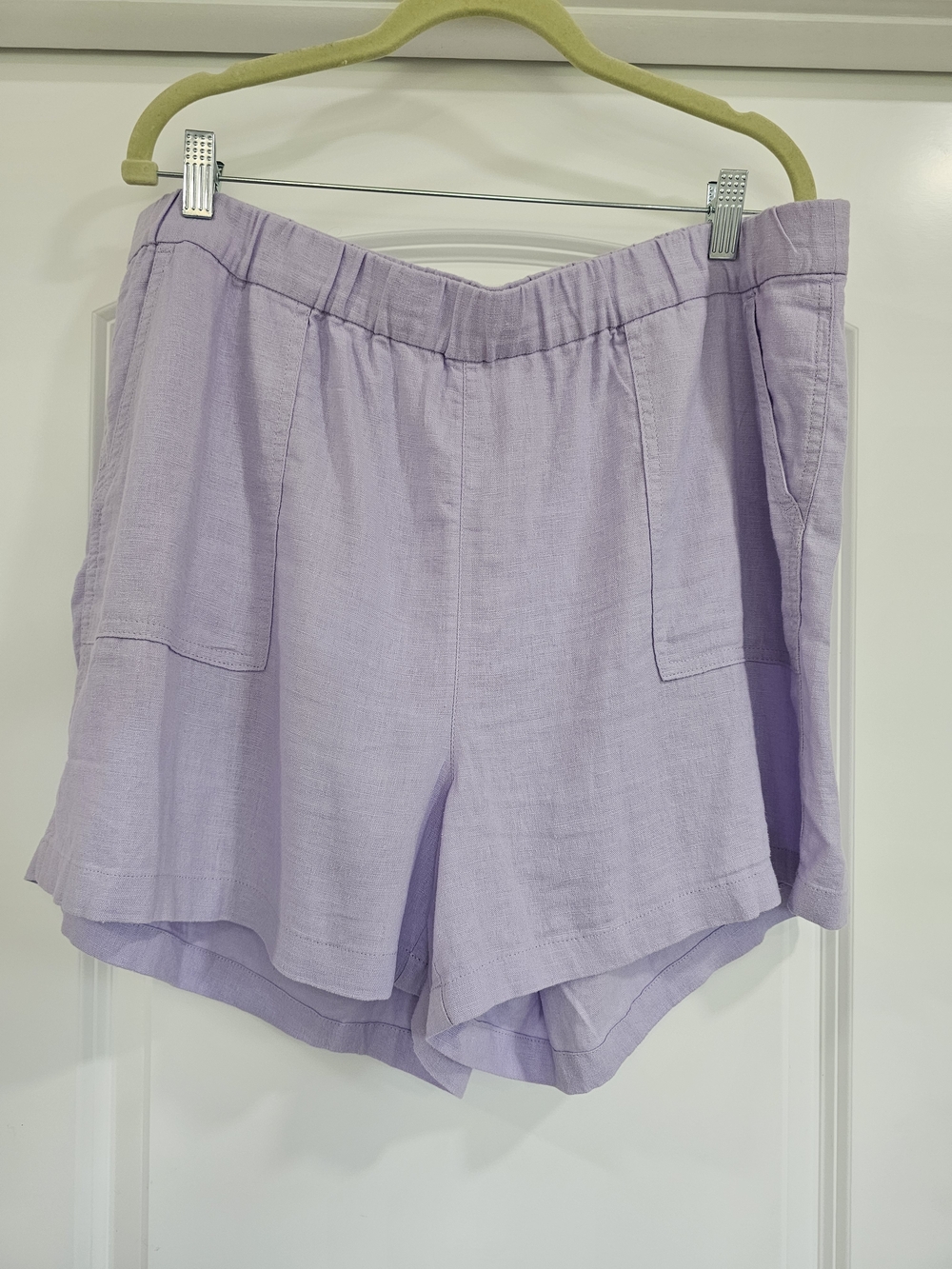 J.CREW Shorts Lavender Linen Blend Women XL Elastic Waist Pockets